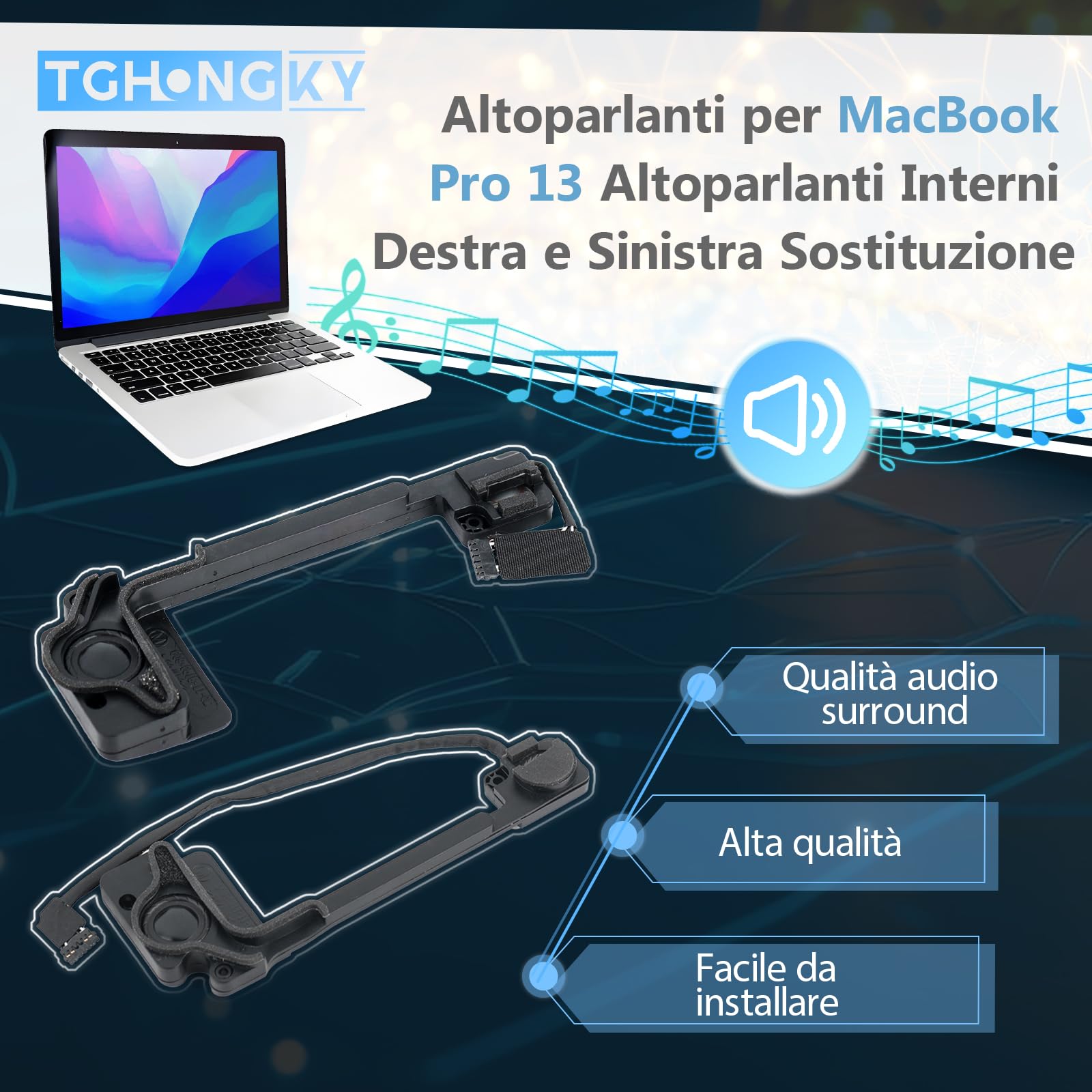 Altoparlanti Interni per MacBook PRO 13" Retina 2012-2015 Destra e Sinistra Sostituzione