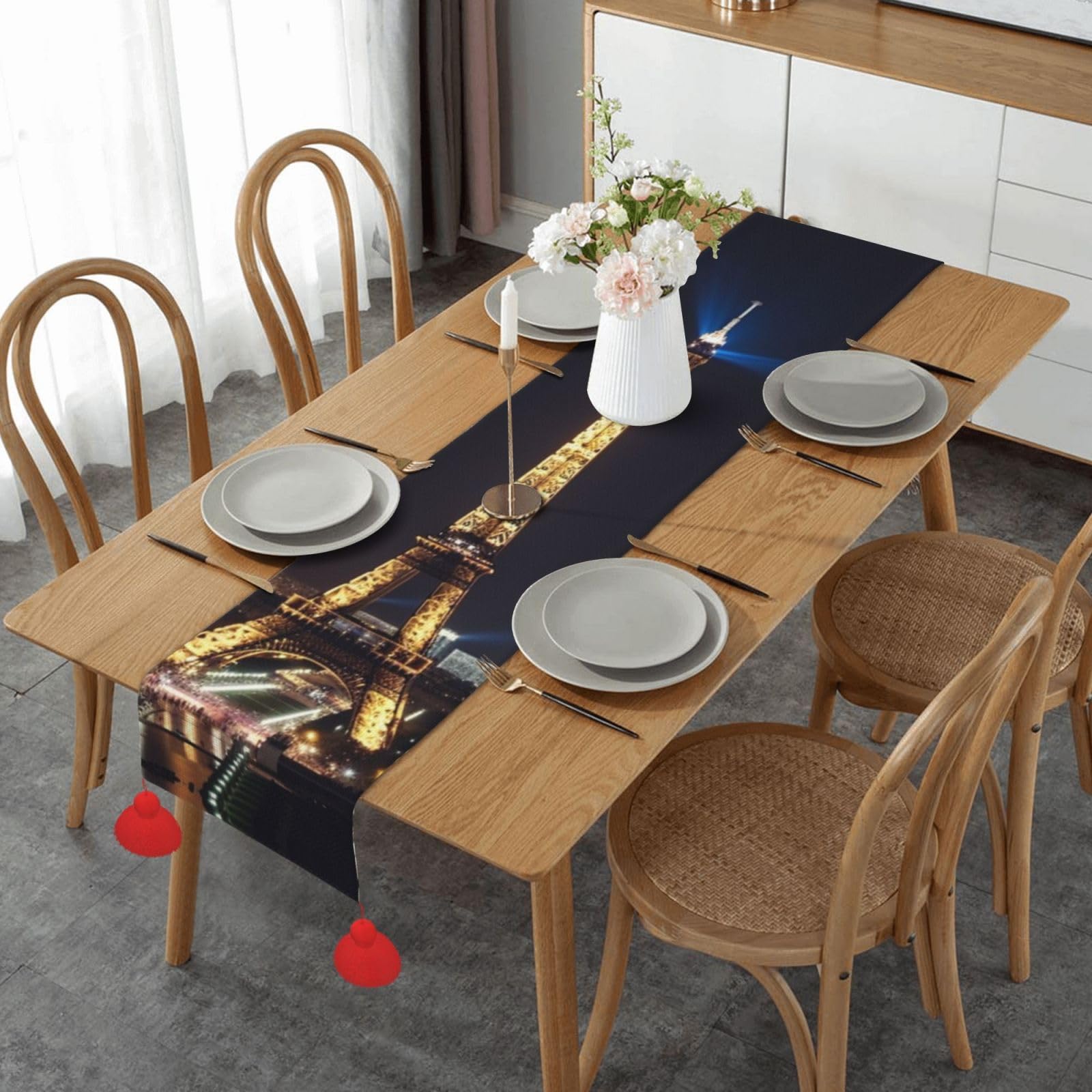 Chemin de table rustique Tour Eiffel aux finitions haut de gamme pour intérieur chic