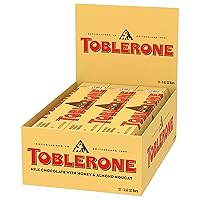 Vista 13 de Toblerone Barra de chocolate con leche con turrón de miel y almendras, 12 barras de 3.52 onzas