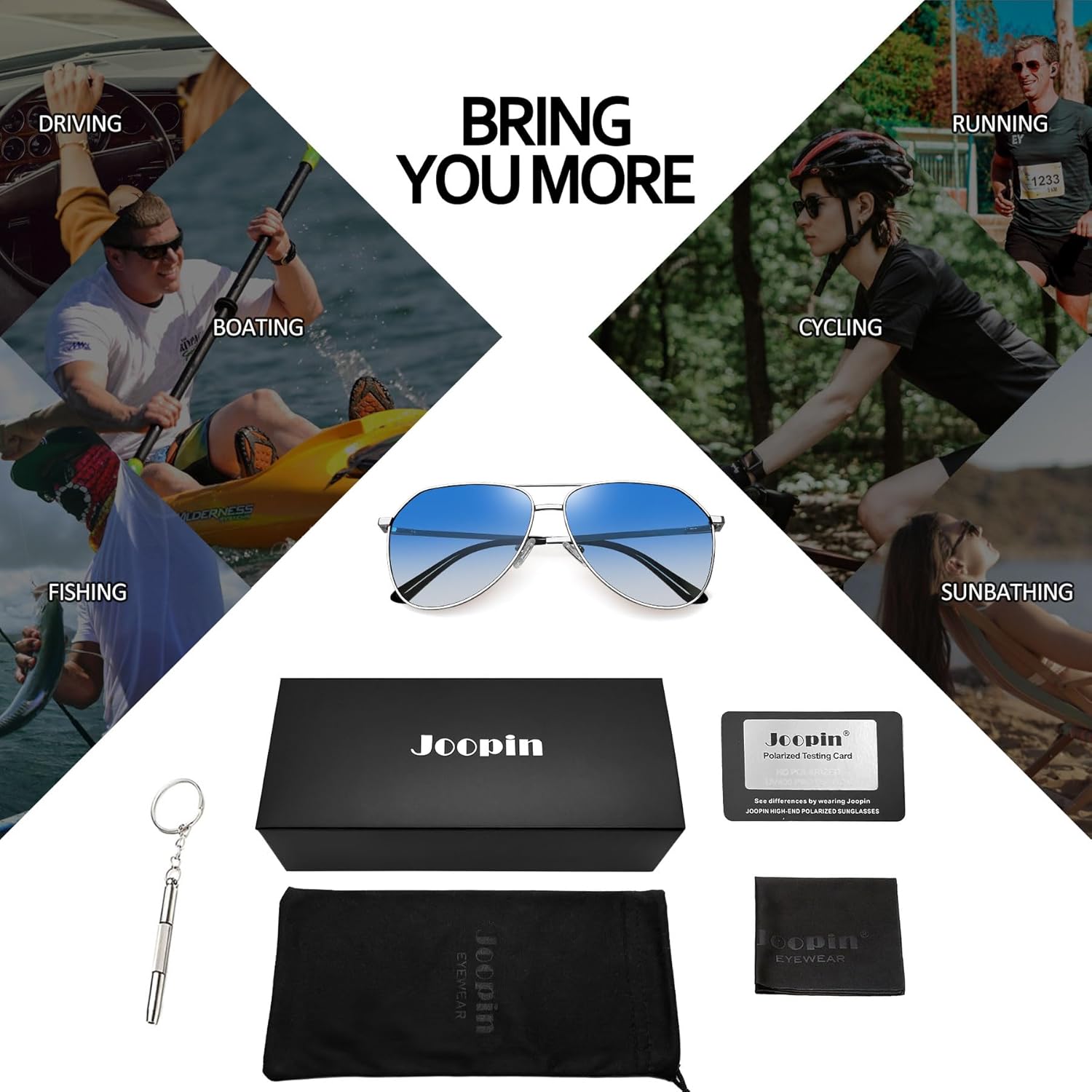 Joopin Polarized Metal Aviation Sunglasses Men, Classic Military Sun Glasses Women, Rectangle Shades UV400 Protection Costume - Image 6