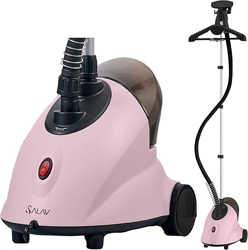 Miniatura 2 de SALAV GS18 - Vaporizador de ropa con ruedas enrollables, color rosa, 1500 vatios y paquete de 5 unidades de descalcificador