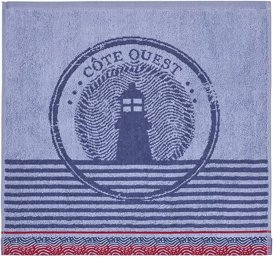 Coucke French Cotton Square Terry Towel, Lighthouse 20 by 20 Inches, Blue, 100% Cotton