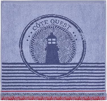 Coucke French Cotton Square Terry Towel, Lighthouse 20 by 20 Inches, Blue, 100% Cotton