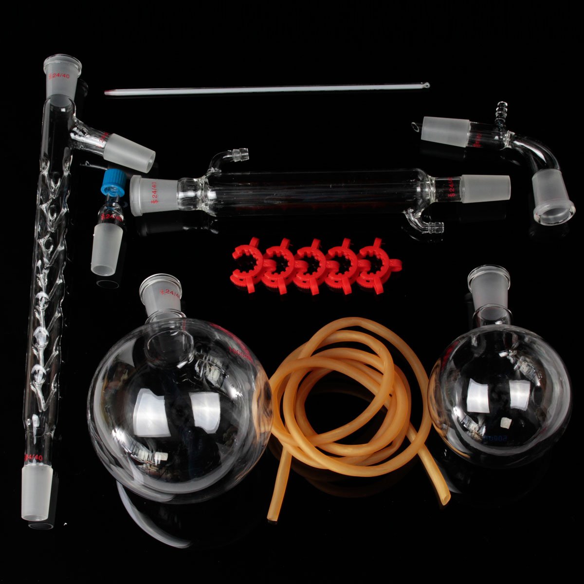 EsportsMJJ El Vacío Del Aparato De La Destilación 1000Ml 24/40 Destila La Columna Del Kit Vigreux Con La Cristalería Del Laboratorio Del Brazo