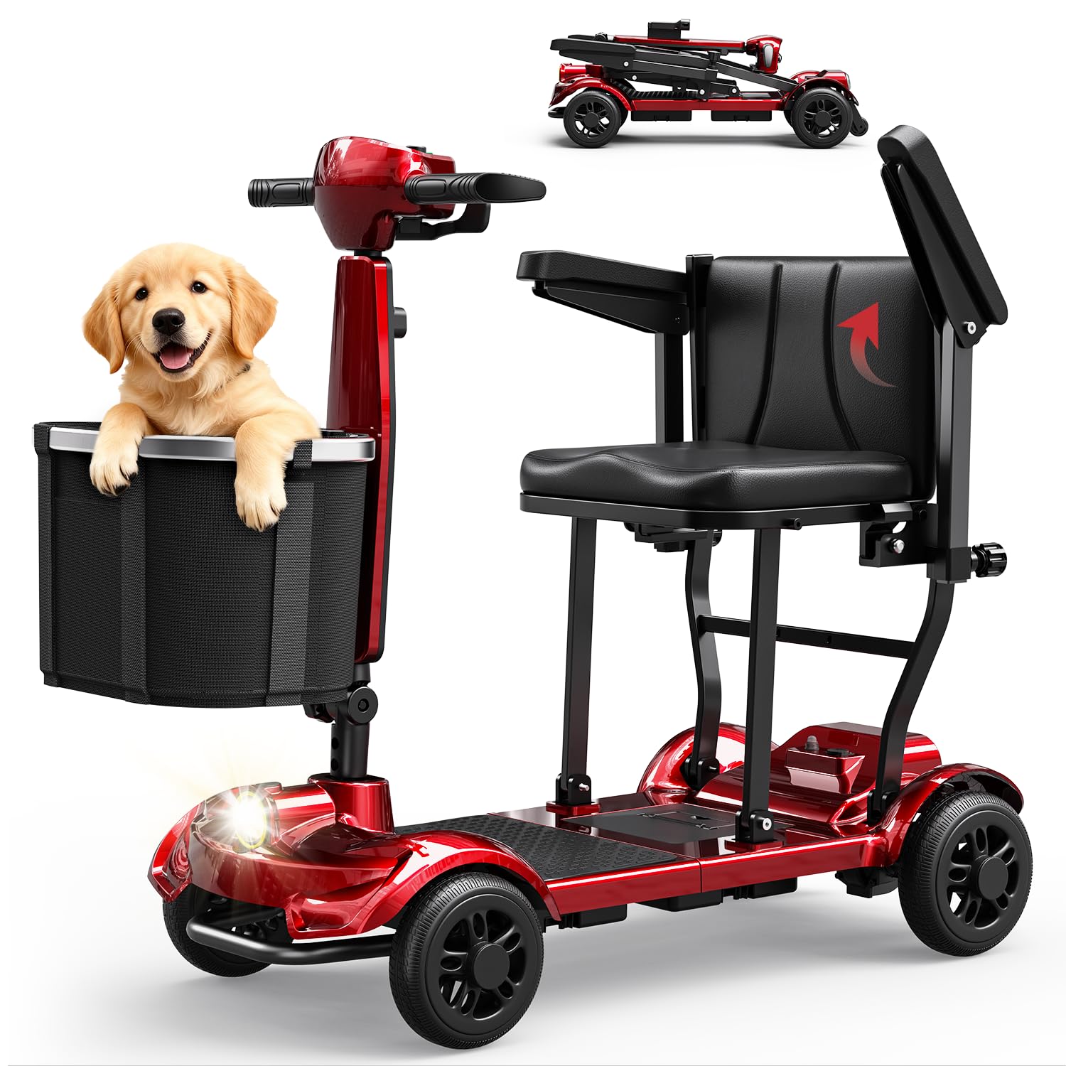 M10 Mobility Scooter, pieghevole portatile viaggio 4 ruote scooter elettrico