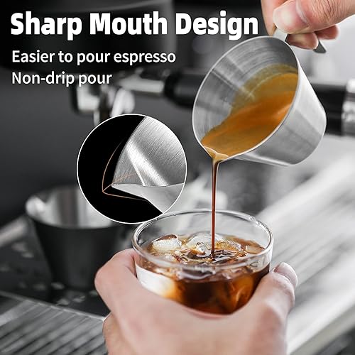 Miniatura 2 de MHW-3BOMBER Vasos de chupito de café expreso con asa, aptos para lavavajillas, paquete de 2 tazas de acero inoxidable para salsa de tomate, salsa de