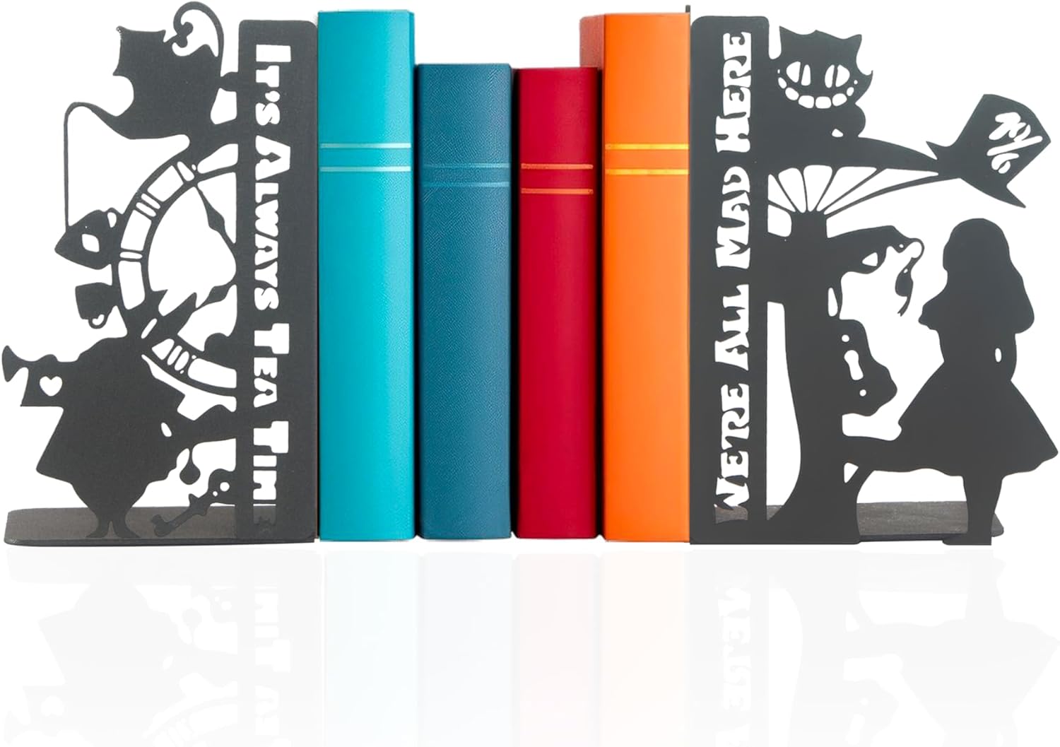 Alice in Wonderland Bookends, Wonderland Bookends, Decorative Fairy Tale Heroes Book Supports for Kids, Fantasy Adventure Themed Book Stands, Gift for Kids, Alice Through The Looking Glass Book Ends