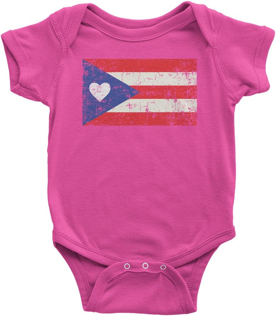 Threadrock Baby Puerto Rico Flag with Heart Infant Bodysuit