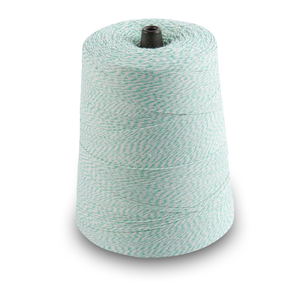 Packaging Twine, 4 Ply, Green and White. 2lb. Cone, 3,360 Yards