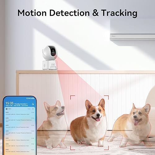 Miniatura 3 de Cámara de seguridad inalámbrica de 2.5K4MP para interiores, WiFi 2.4 GHz y 5 GHz, visión nocturna, audio de 2 vías, detección de sonido y