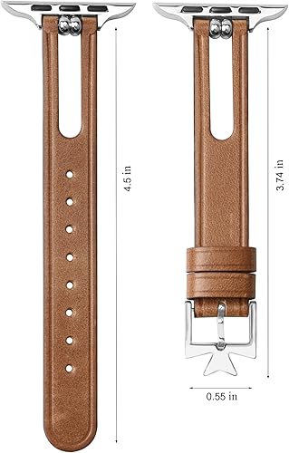 Miniatura 2 de Slim Leather Band Compatible with Apple Watch Band 38mm 40mm 41mm 42mm 44mm 45mm 46mm 49mm Women, Soft Iwatch Band Unique Breathable Replacement