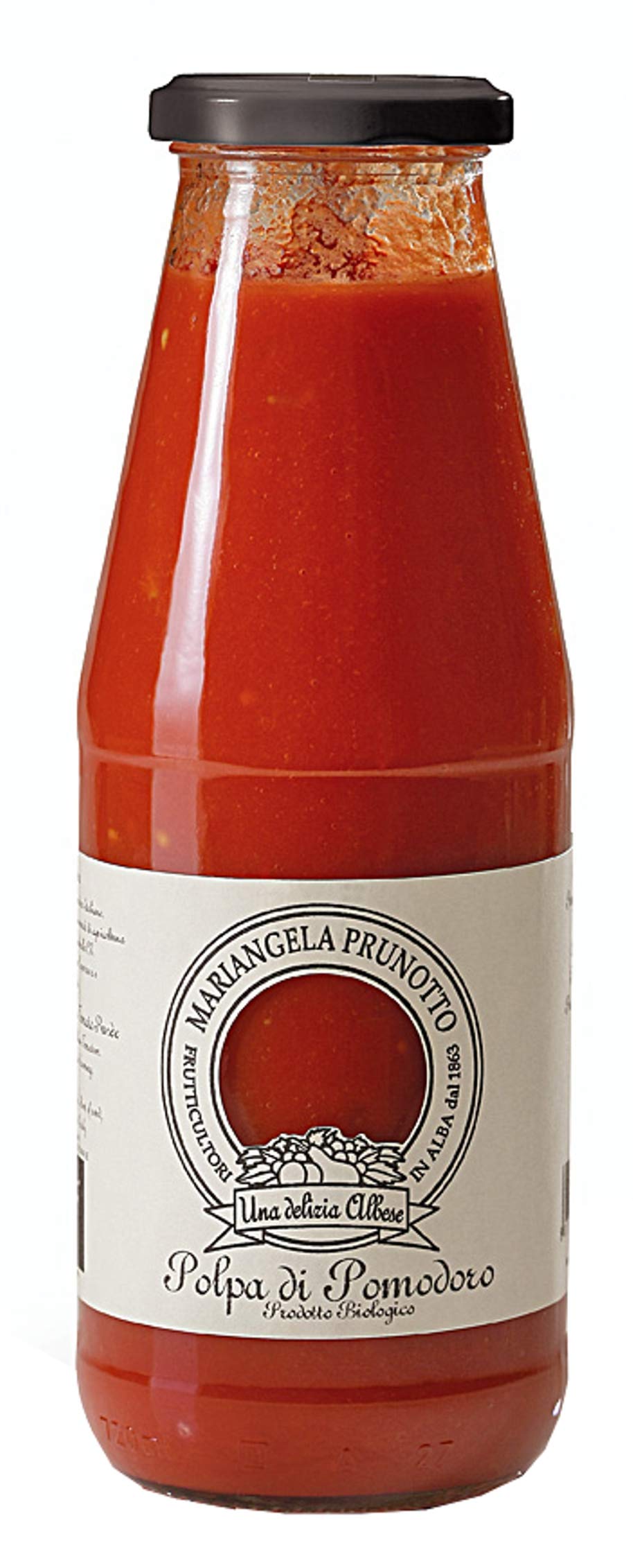 Mariangela Prunotto - Una Delizia Albese - Frutticultori in Alba dal 1863 (MA7JQ) Azienda Agricola - N. 6 Bottiglie Polpa Di Pomodoro Biologica Con Foglia Di Basilico G (6xg), Originale, 690 Grammo