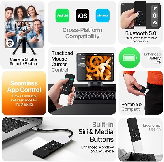 TNP iPad Remote Control, Bluetooth Media Remote for iPhone with Trackpad