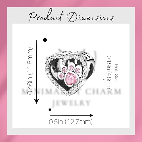 Vista 6 de Corazón de pata, dije de corazón de dos lados, pata y hueso, plata de ley 925, regalos para ella, regalos de cumpleaños, apto para pulsera, Plata