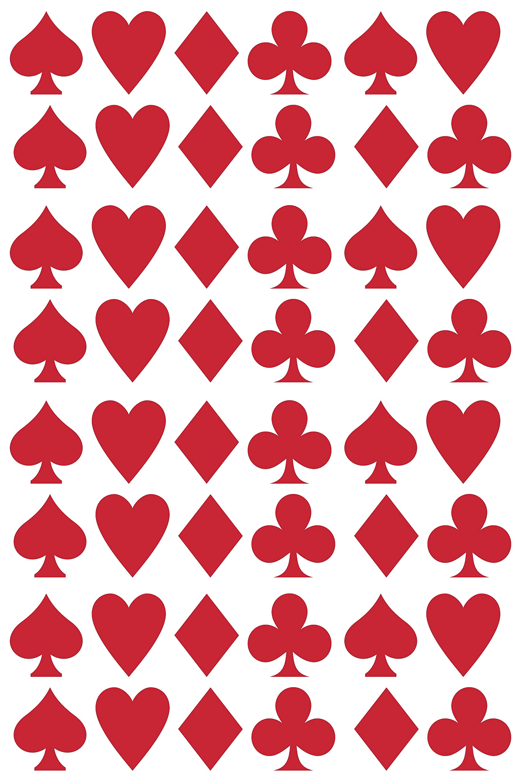 Small Playing Cards Symbols, Vinyl Stickers, Decal, Transfers. Crafting, Wall, Mirror, Window Hearts Diamonds Clubs Spades (20 x Sets 2.5cm Stickers, Red)
