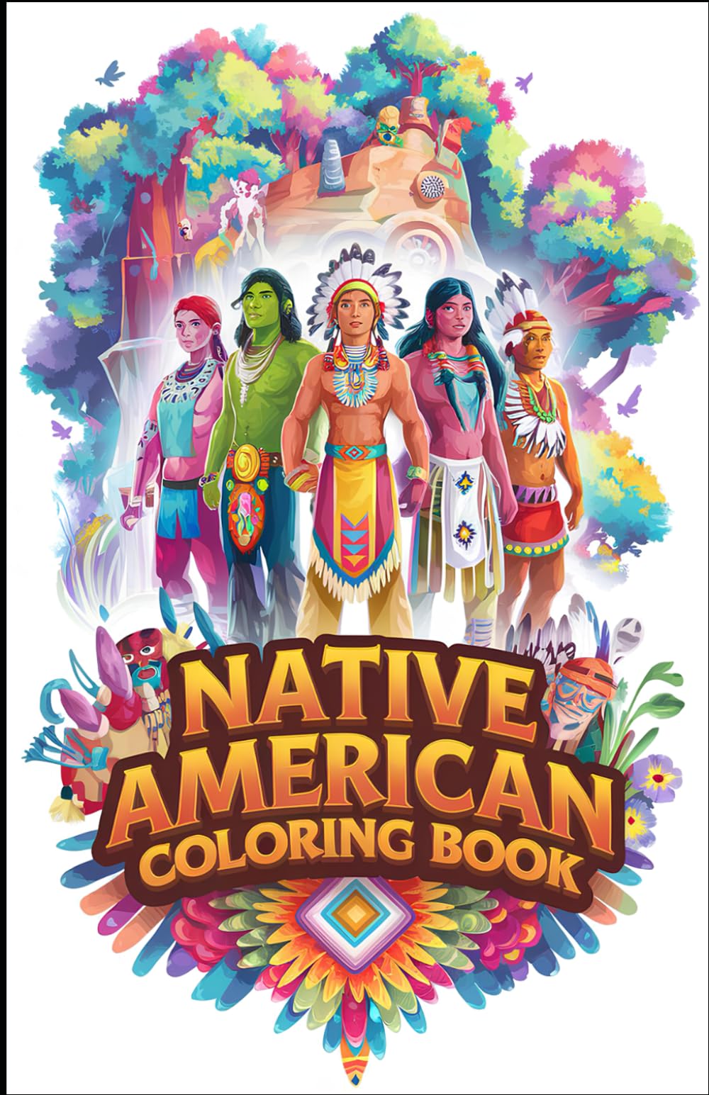 Native American Coloring Book: Stress-Relief Coloring Pages Inspired by Indigenous Art | Animals, Symbols, and Sacred Landscapes to Color