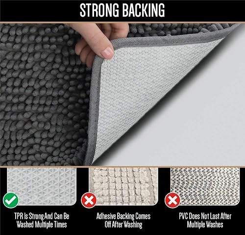 Miniatura 5 de Gorilla Grip Alfombra de baño de felpilla y tapa de inodoro, ambos en color gris, tamaño de la alfombra de baño 30 x 20 pulgadas, tamaño de la tapa