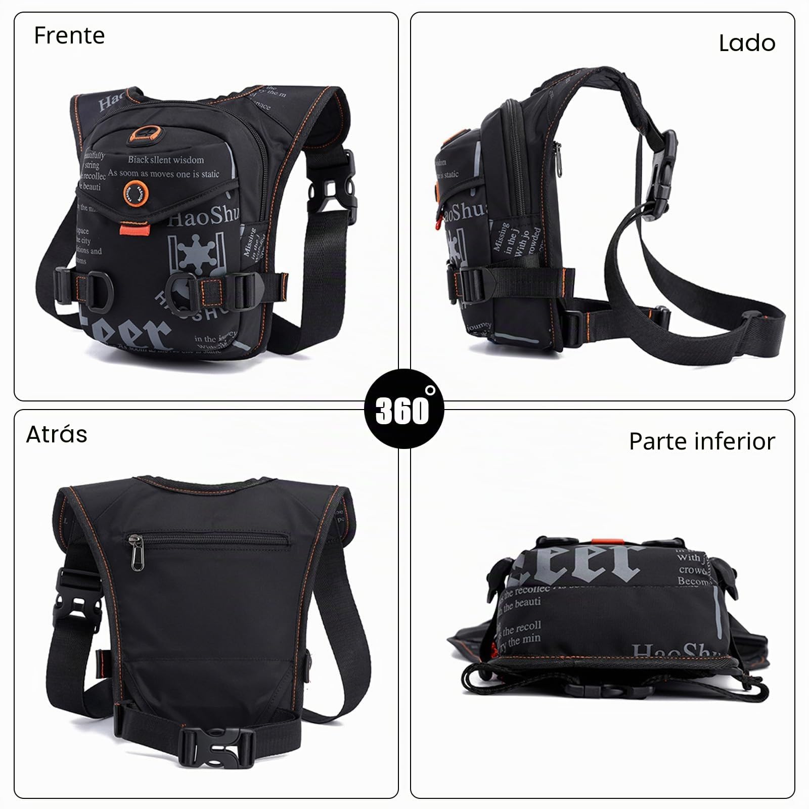 FANDARE Bolsa de Pierna Riñonera Mujer Hombre Bolso Hombro Bolsa de Pecho Bolsa Cruzada Bolso de Cintura Bandolera Bolsos Excursionismo Bolsos Bandolera Escolar Viaje Crossbody BagNegro