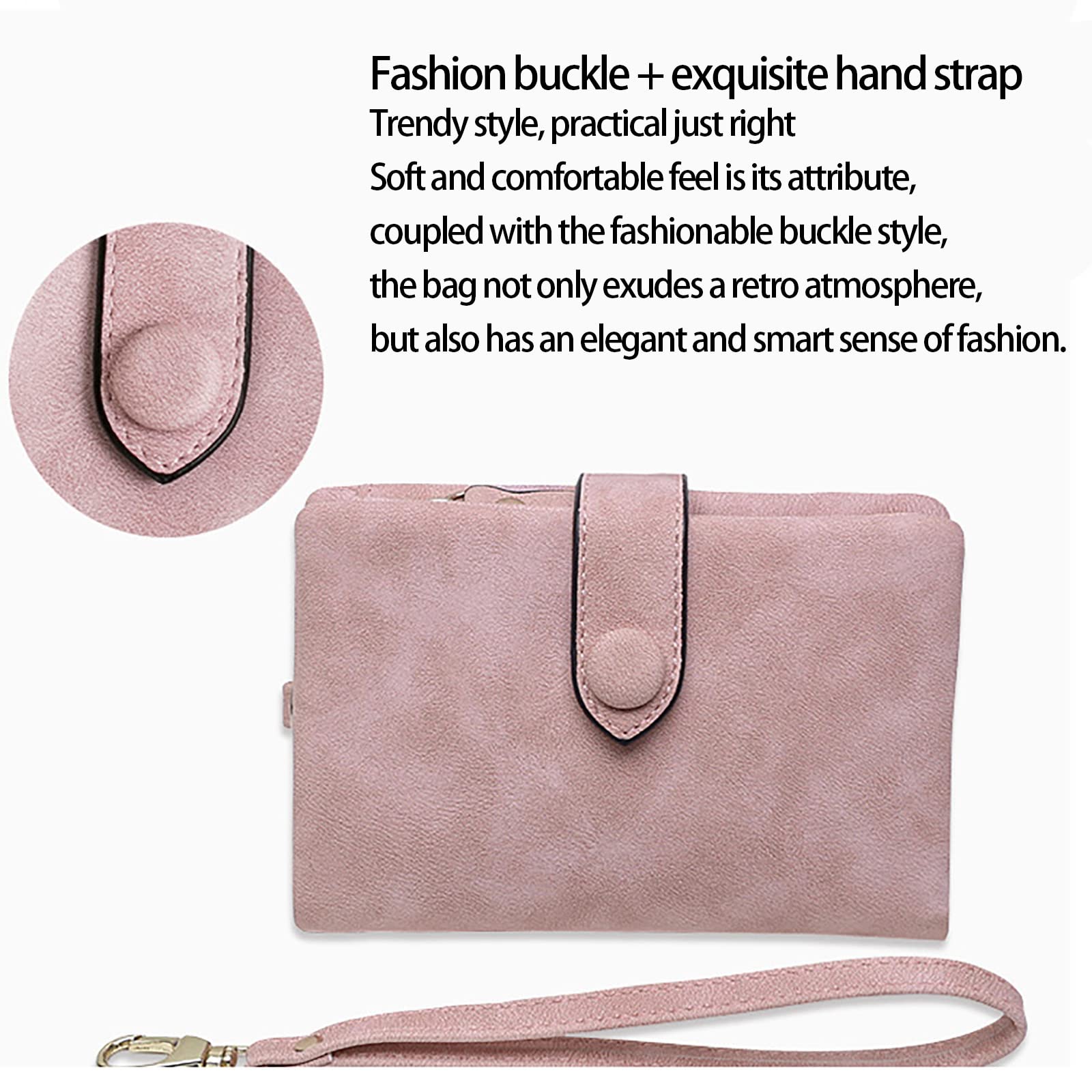 Damen Geldbeutel mit RFID Kurze, Niedliche, Dreifach Gefaltete Damengeldbörse mit Mehreren Karten, Kleine, Frisch Gefrostete Geldbörse,Pink,One Size