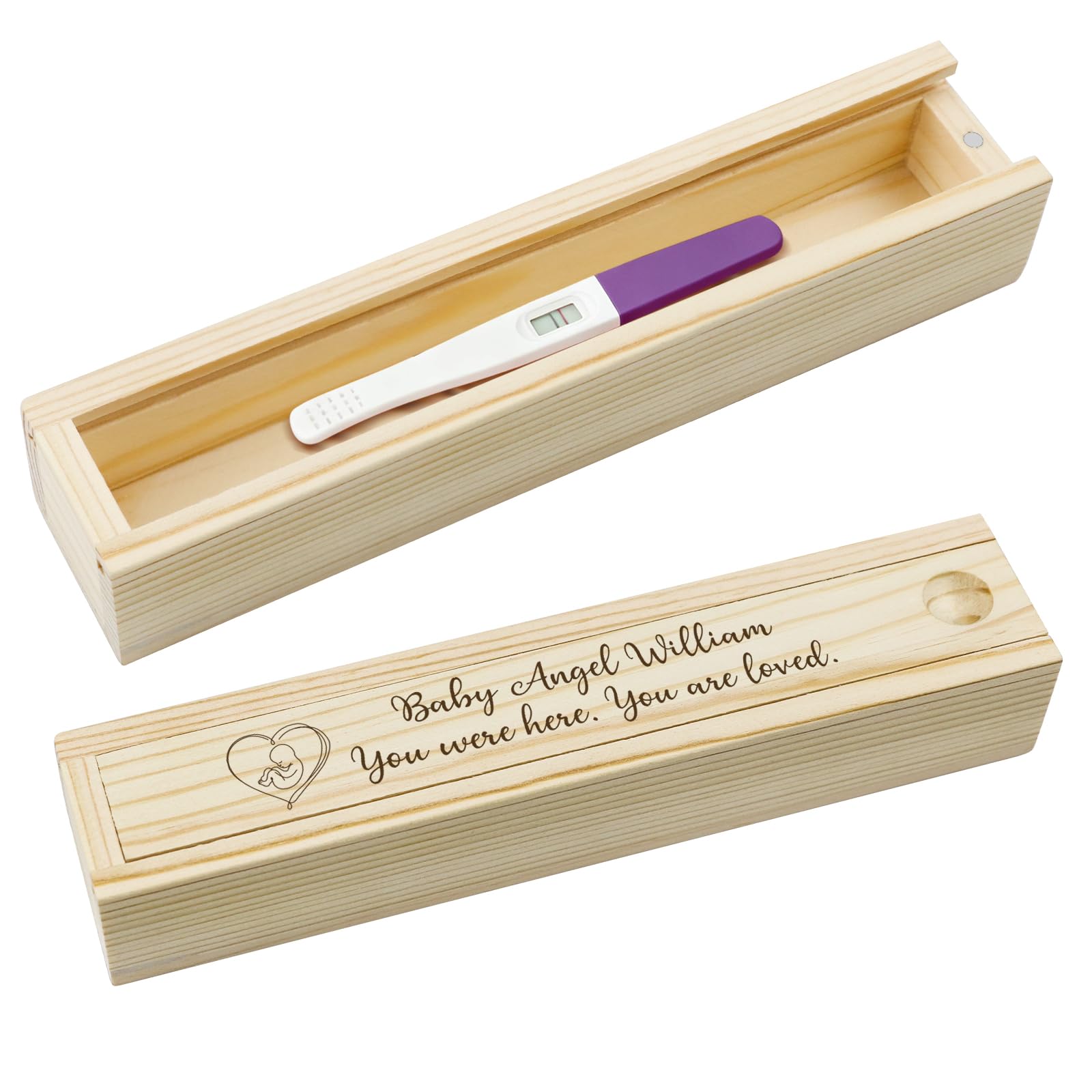 Personalization Pregnancy Test Keepsake Box Custom Engraved Name for Baby Announcement Pregnancy Test reveal box Surprise Gifts for Husbands, Parents (Customized)