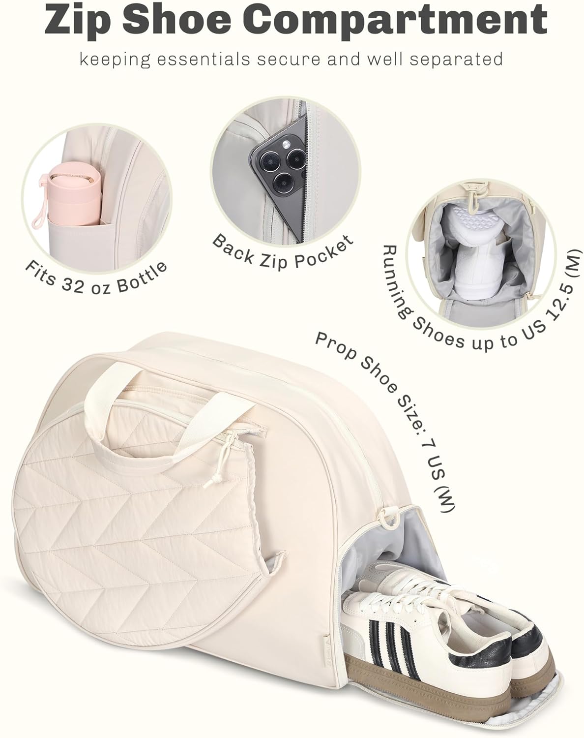 Hynes Eagle Pickleball Bag Tennis Gym Bag for Women Holds 2 Rackets with Shoe Compartment & Wet Pocket Sport Duffle Bag 17 inches Laptop Overnight Weekender - Image 5