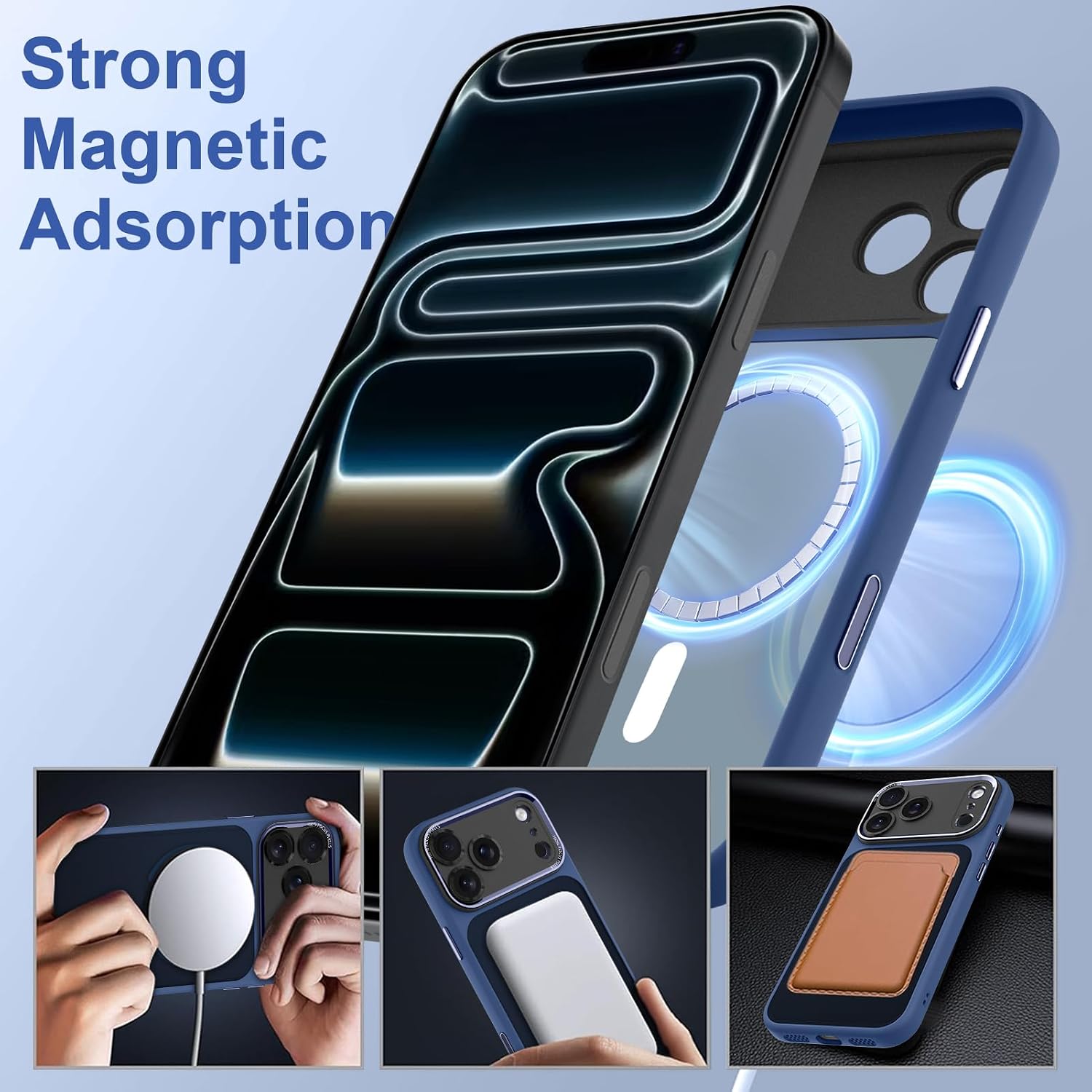 ZIYE Magnetic Case Made for iPhone 17 Pro Max 6.9 Inch [Compatible with MagSafe] Soft TPU and Hard PC Slim Phone Cover Anti-Scratch Drop Protection Phone Case for Women Men - Blue