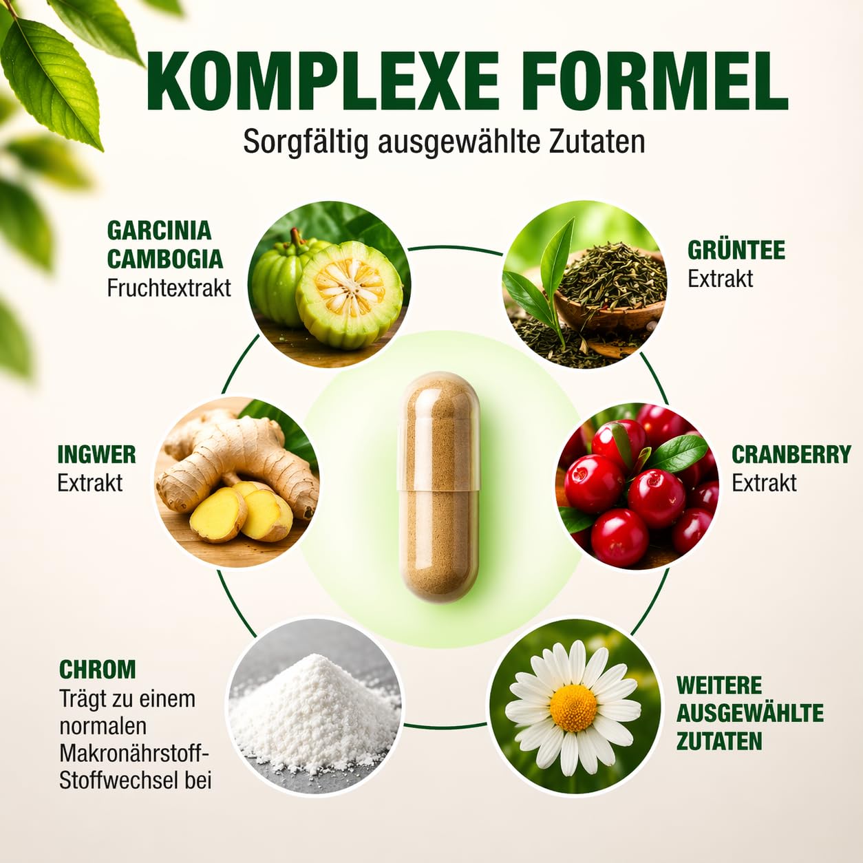 SlimJara Kapseln – 60 Stück – mit Ingwer, Cranberry & Chrom – pflanzliche Nahrungsergänzung für den täglichen Gebrauch (3)