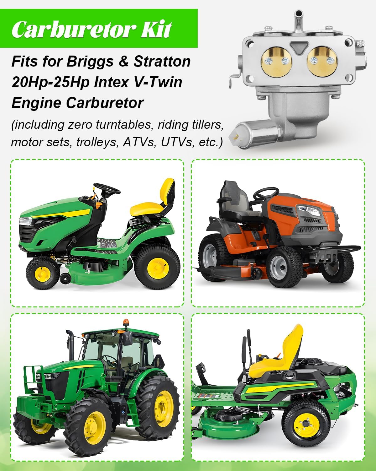 YTH22V46 Carburetor Tune-Up Kits Fit for 46" Husqvarna 960430257 960450045 Tractor Manual Choke