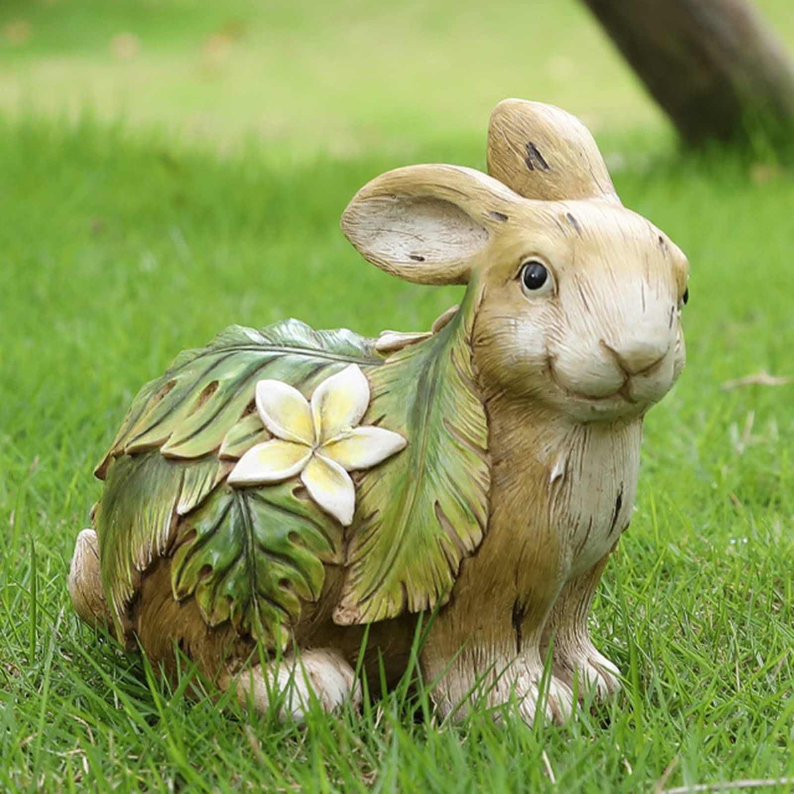 Statue de lapin en résine poly pour décoration de jardin et patio extérieur