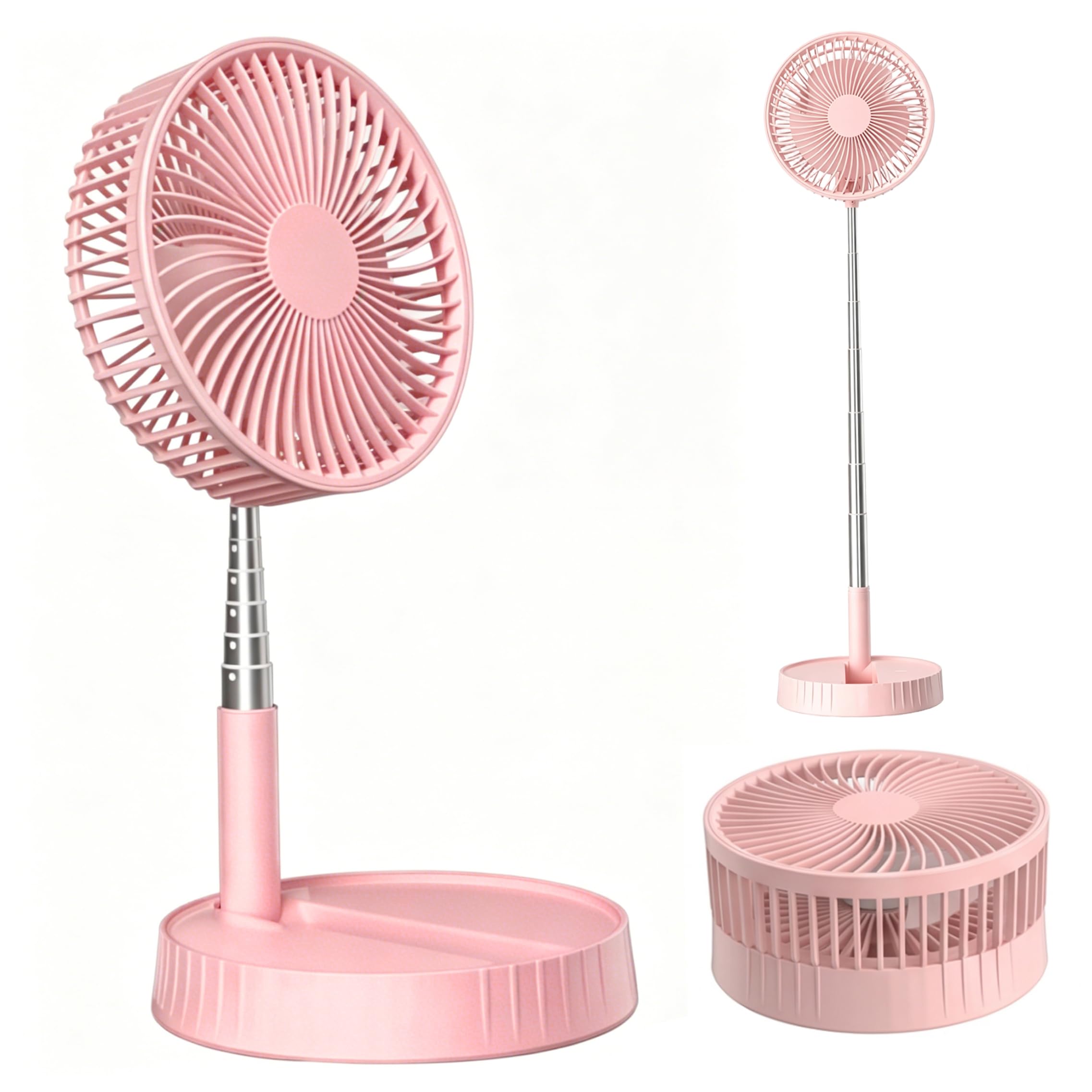 Nukinp Foldable Fan, Cordless Telescopic Rechargeable Desk Fan With 4 Speeds & 360° Airflow, 7200mah Battery, Style 2