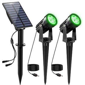 NATPOW Solar Garden Light Garden Spotlight Solar LED Solar Spotlight Solar Lights for Garden Outdoor IP65 Waterproof 2 Brightness Levels Dusk to Dawn Garden Lighting for Trees Yard Garden Paths Green