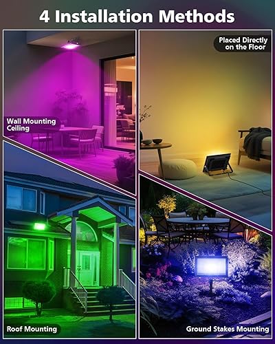 Miniatura 6 de T-SUN Luz de inundación LED de Navidad de 60 W, impermeable al aire libre que cambia de color para escenario, fiesta de paisaje, RGBW, reflectores