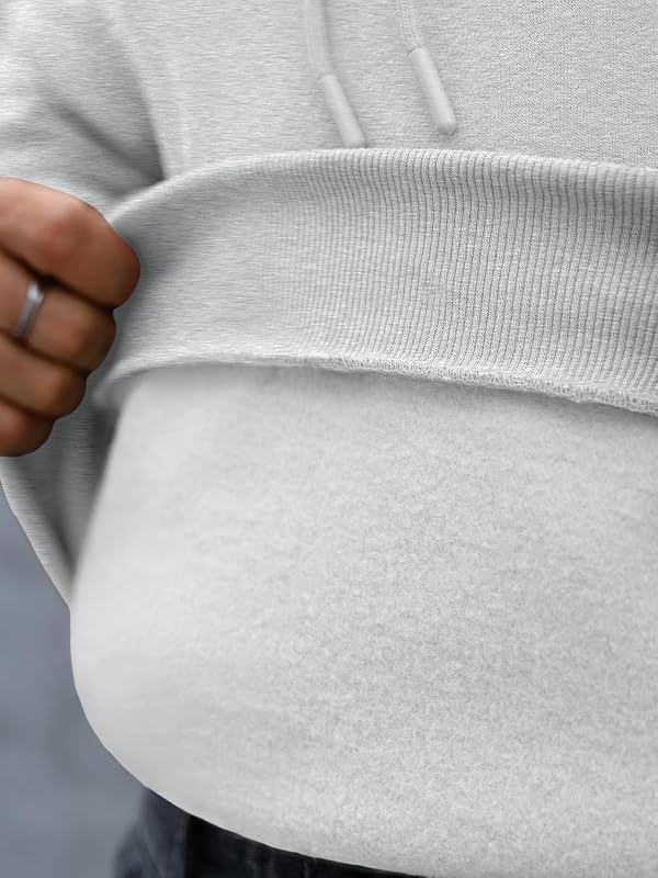 EFAN Mens Oversized Hoodies Fleece Lined Sweatshirts Grey image 5