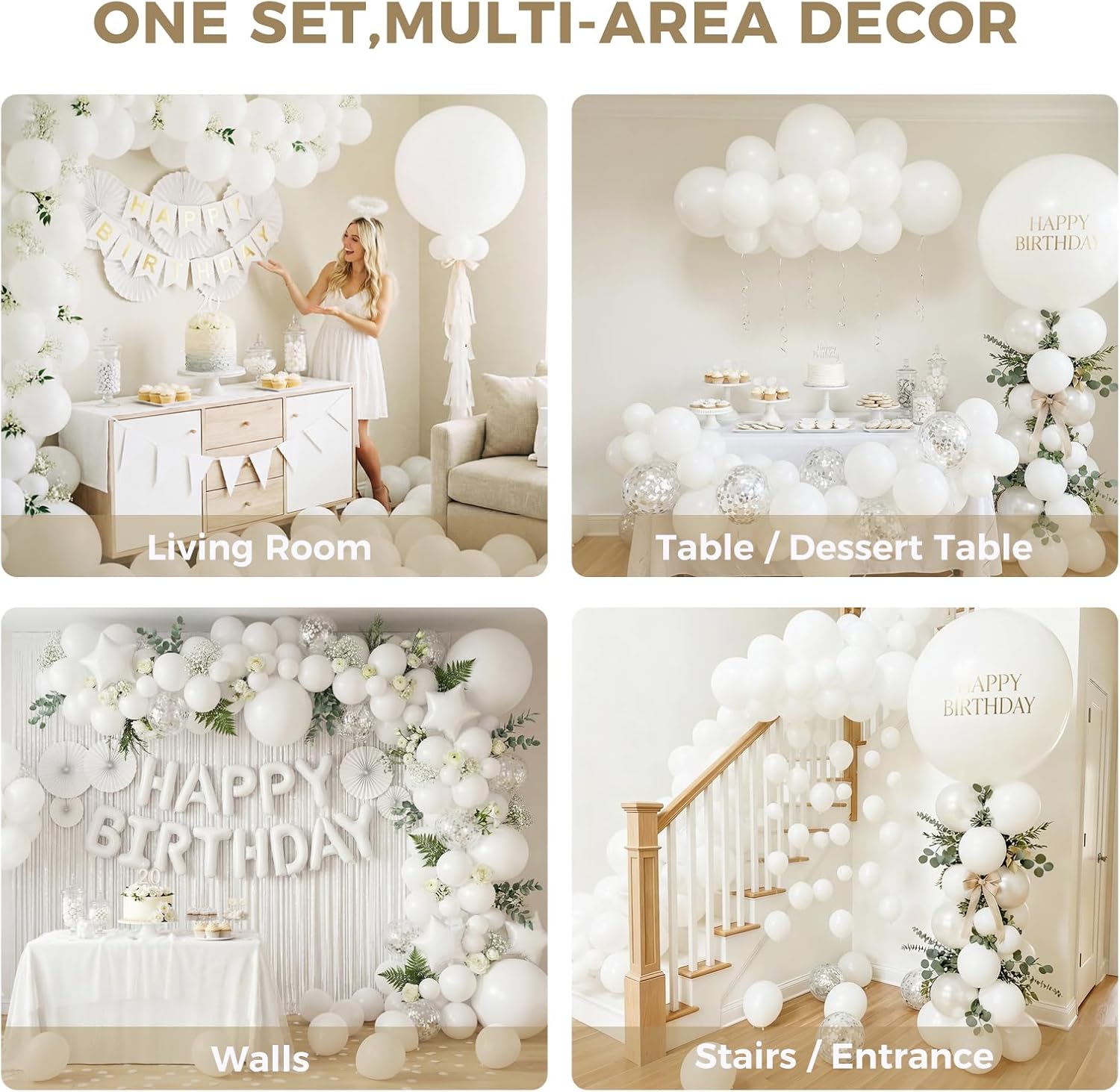 LovesTown 160PCS Small White Balloons, 5 Inch Matte White Latex Balloons for Wedding, Birthday Party, Celebration - Image 4