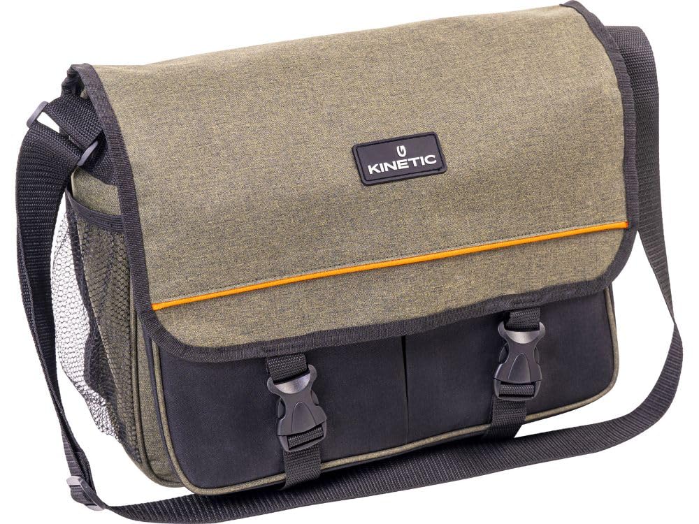 Kinetic Angeltasche mit 3 Boxen, 34 x 11 x 30 cm, Schultergurt, Mehrere Netztaschen, Ködertasche, Angeltasche, Kunstködertasche