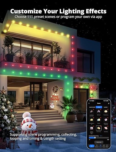 Miniatura 2 de APPECK Luces permanentes para exteriores para casa, 100 pies con 90 LED, 60 lm blanco cálido con cubierta sólida, tira de luces LED inteligentes
