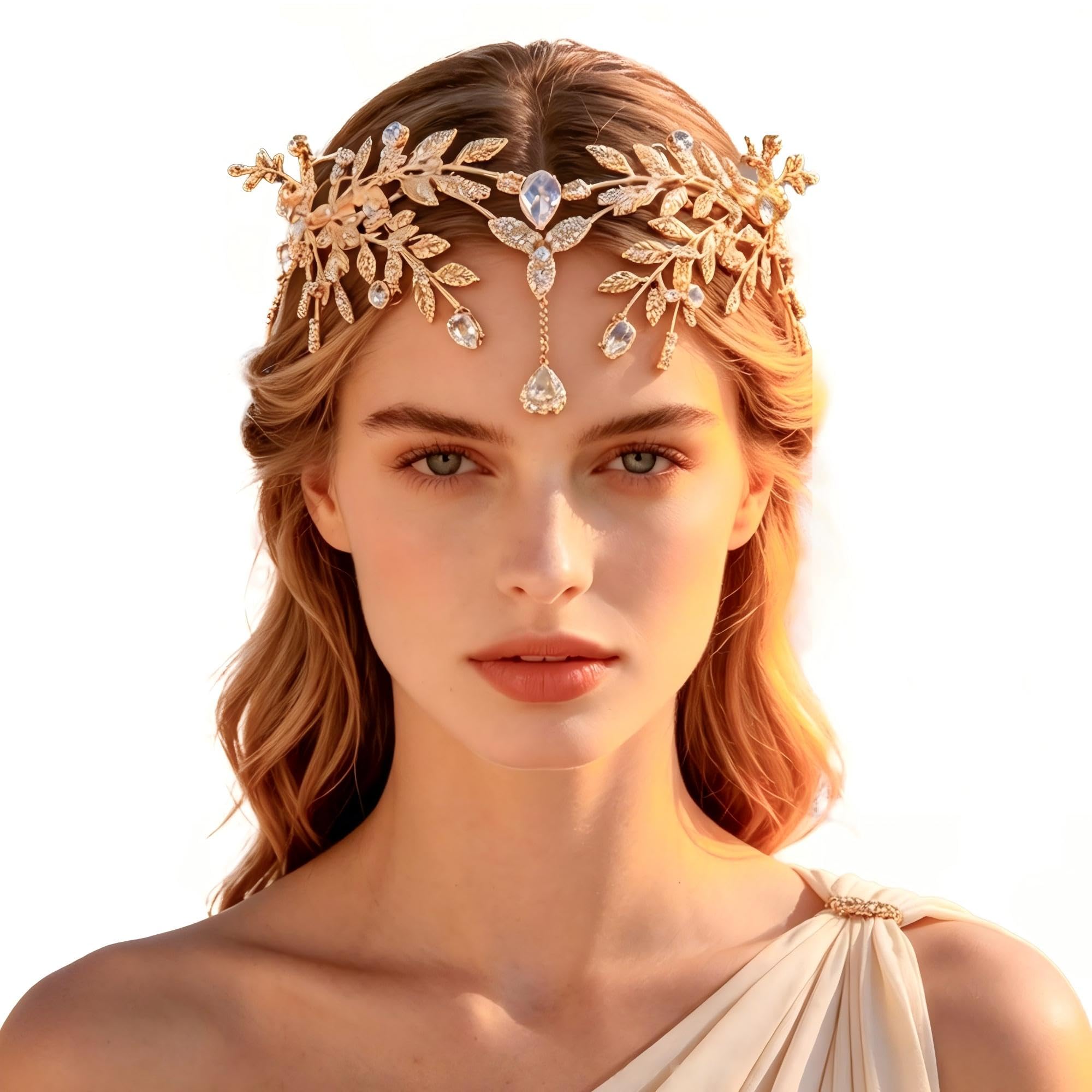 LaVenty Luxury Gold Leaf Tiara Crown Elf Headpiece