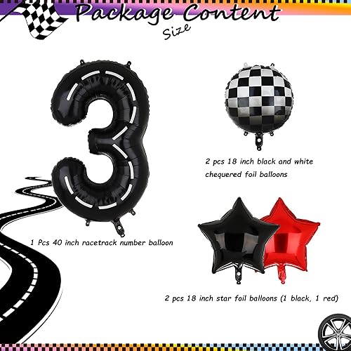 Miniatura 6 de Globos de cumpleaños de auto de carreras de 40 pulgadas, globo de número 8 para niños negros de 8 años, suministros de decoración de fiesta
