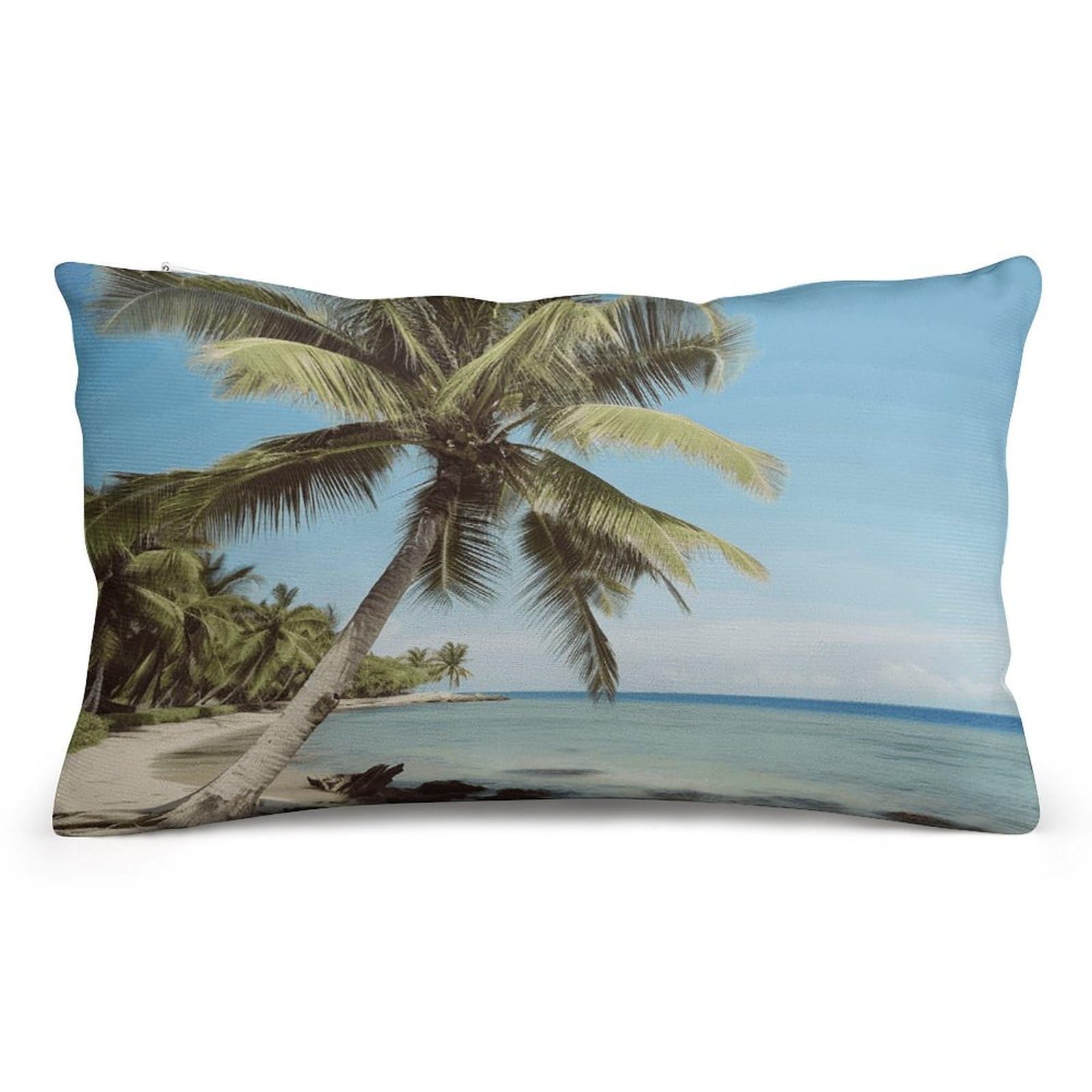 Velvet Pillowcases Standard Size 8"x12", Ultra Soft Breathable Pillow Cases for Bed, Luxury Cozy Fuzzy Pillow Shams, Lumbar Pillow Cover, Beach Palm Tree Cushion Case Home Decor