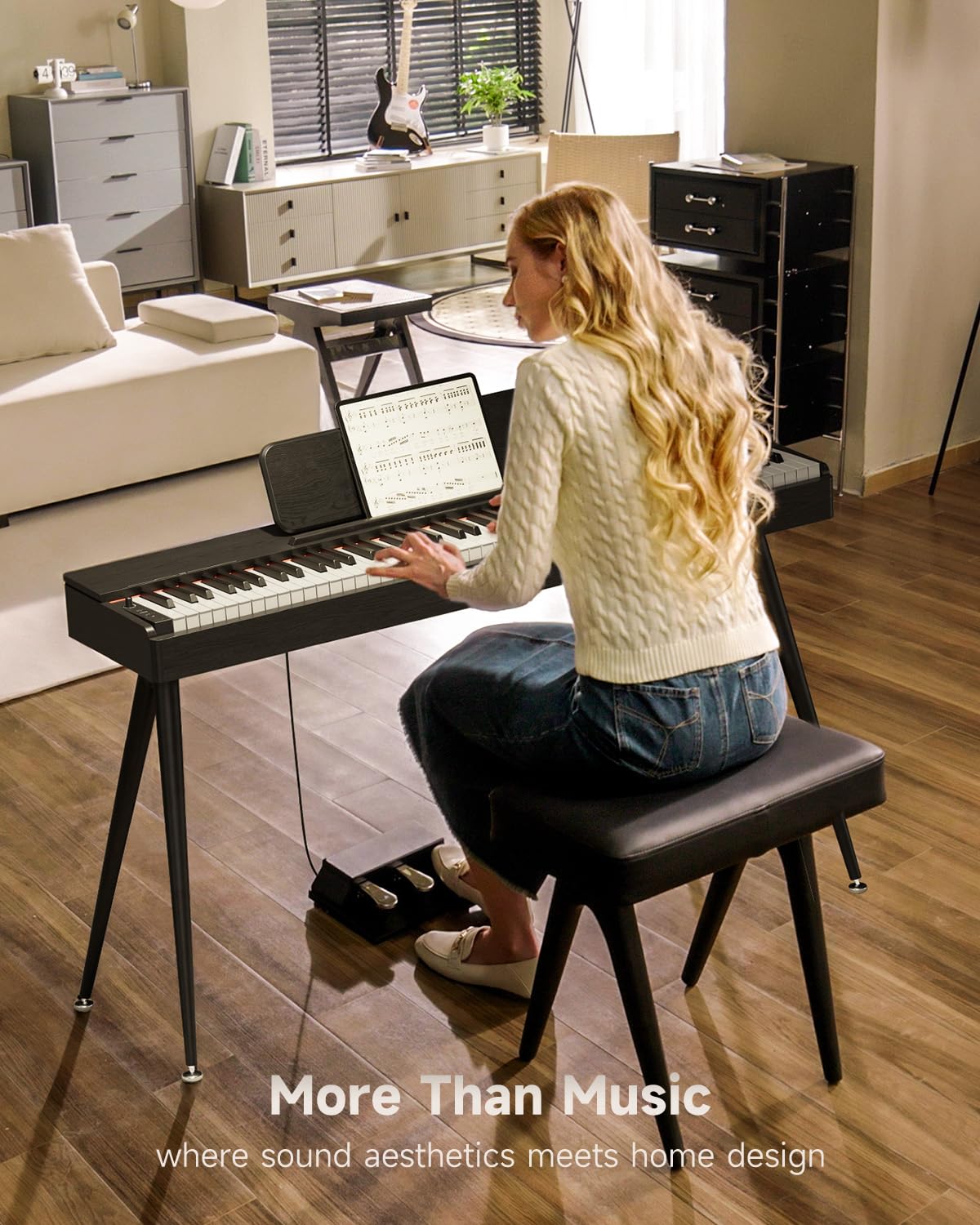 Donner OURA S100 Digital Piano with 88 Key Graded Hammer Weighted Keyboard for Beginner, Full Size Electric Piano Keyboard with Bluetooth, 3 Original Demos, LOCAL OFF, 2×10 W, Piano Three Pedal, Black