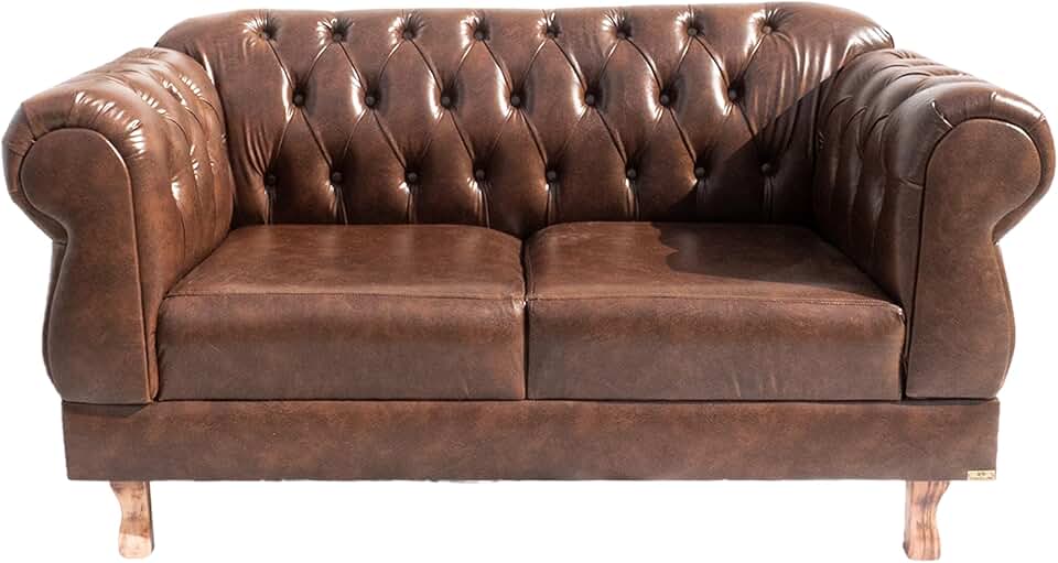 Sofá Chesterfield Elisabeth 2 Lugares 1.50M Corano Marrom/decoração, cafeteria, barbearia, escritório, consultório, sala