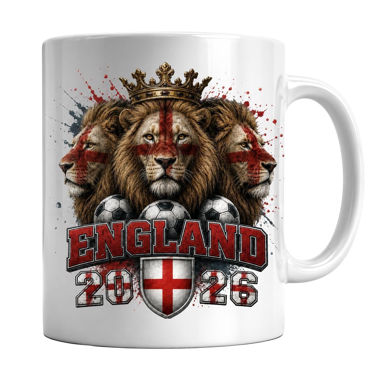Pickhut England 2026 Football Gifts for Men – Three Lions England Fan Mug, England Football Supporters Gift, St George Lion Soccer Mug for Men Dad Him