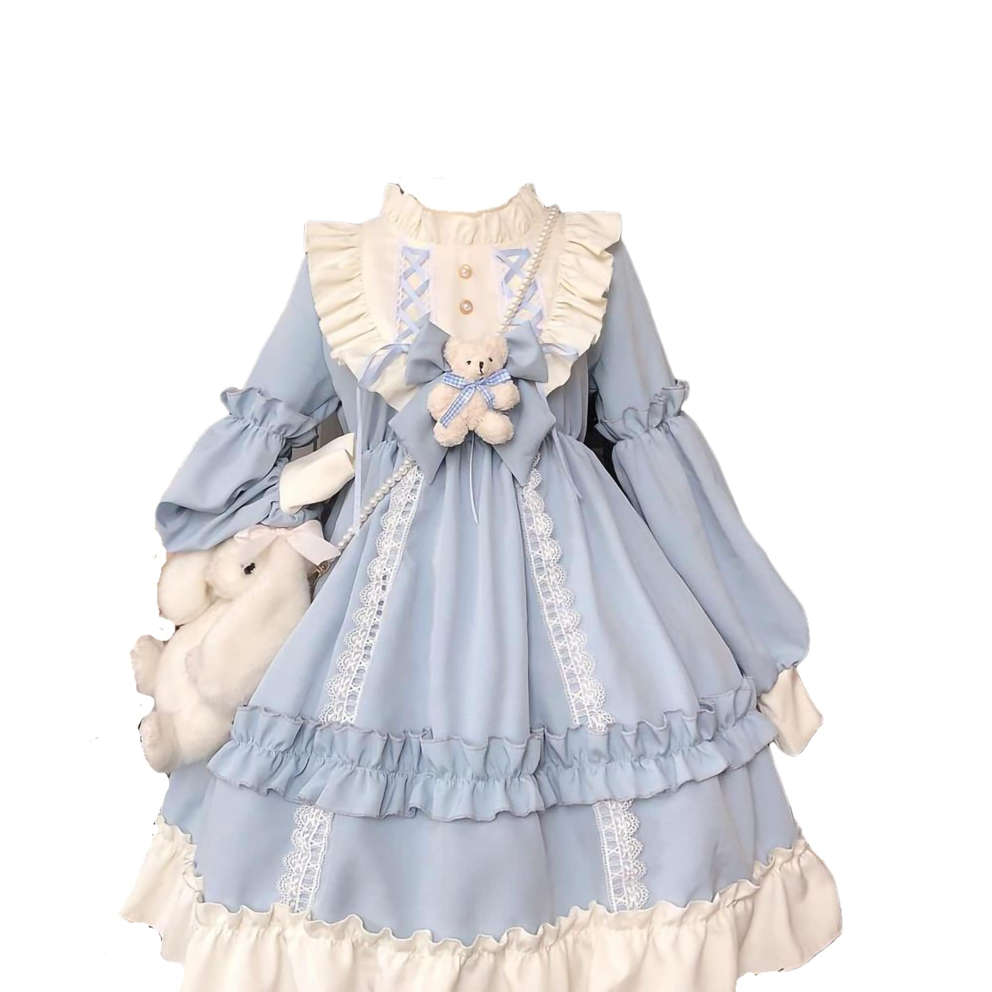 Girls Lolita Princess Dress Kawaii Long Sleeve Chiffon Skirt Cute Girl Dress