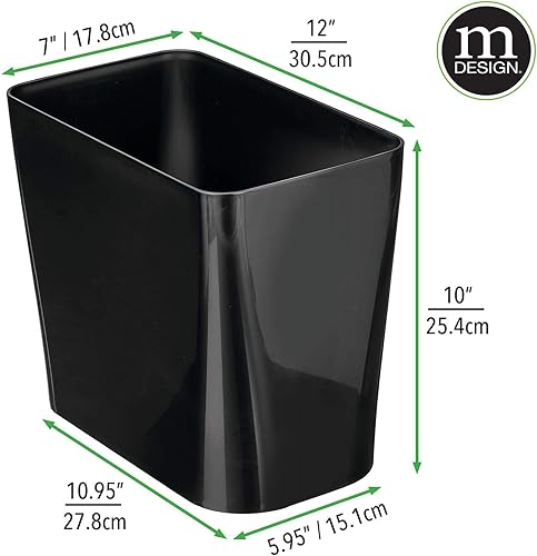 Miniatura 4 de mDesign Papelera pequeña de plástico de 3 galones, contenedor de basura, para baño, dormitorio, cocina, oficina en casa, lavandería, sostiene