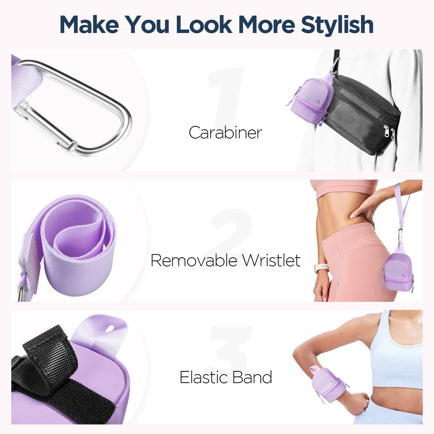 Babysun Mini Backpack Keychain Wristlet Pouch Small Change Coin Purse Cute Zipper Wallet With 3 RFID Card Slots For Women/Men Airpods Cosmetics - Image 3