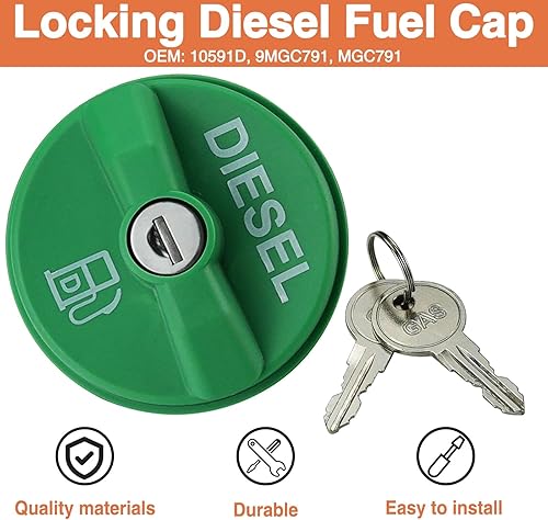 Miniatura 3 de Tapa de combustible diésel con bloqueo 10591D para Che-vy C2500 C3500 Do-dge D250 D350 F-ord F250 F350 G-MC C3500 K3500 Reemplazo de tapa de gas con