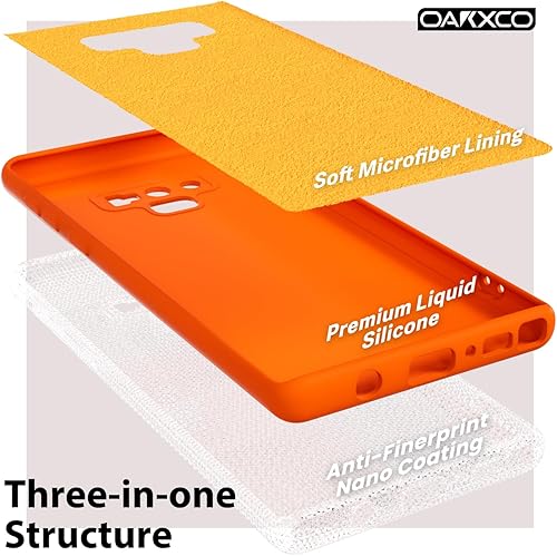 Miniatura 5 de oakxco Funda protectora mate para Samsung Galaxy Note 9 de silicona líquida, color sólido brillante fluorescente, bonita funda protectora delgada y