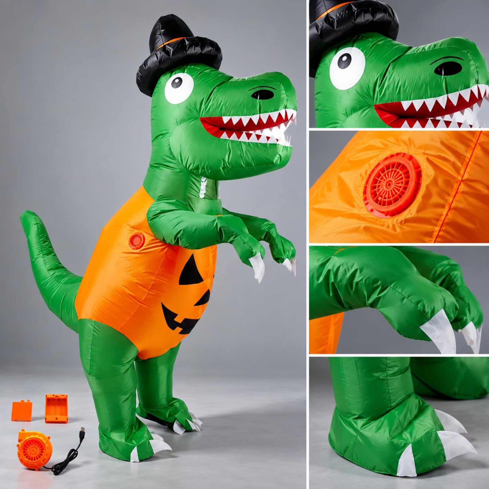 Milageto Costume da Dinouro Gonfiabile per Bambini Leggero Costume Gonfiabile da Dinouro Morbido Abito Preistorico per Caramella o
