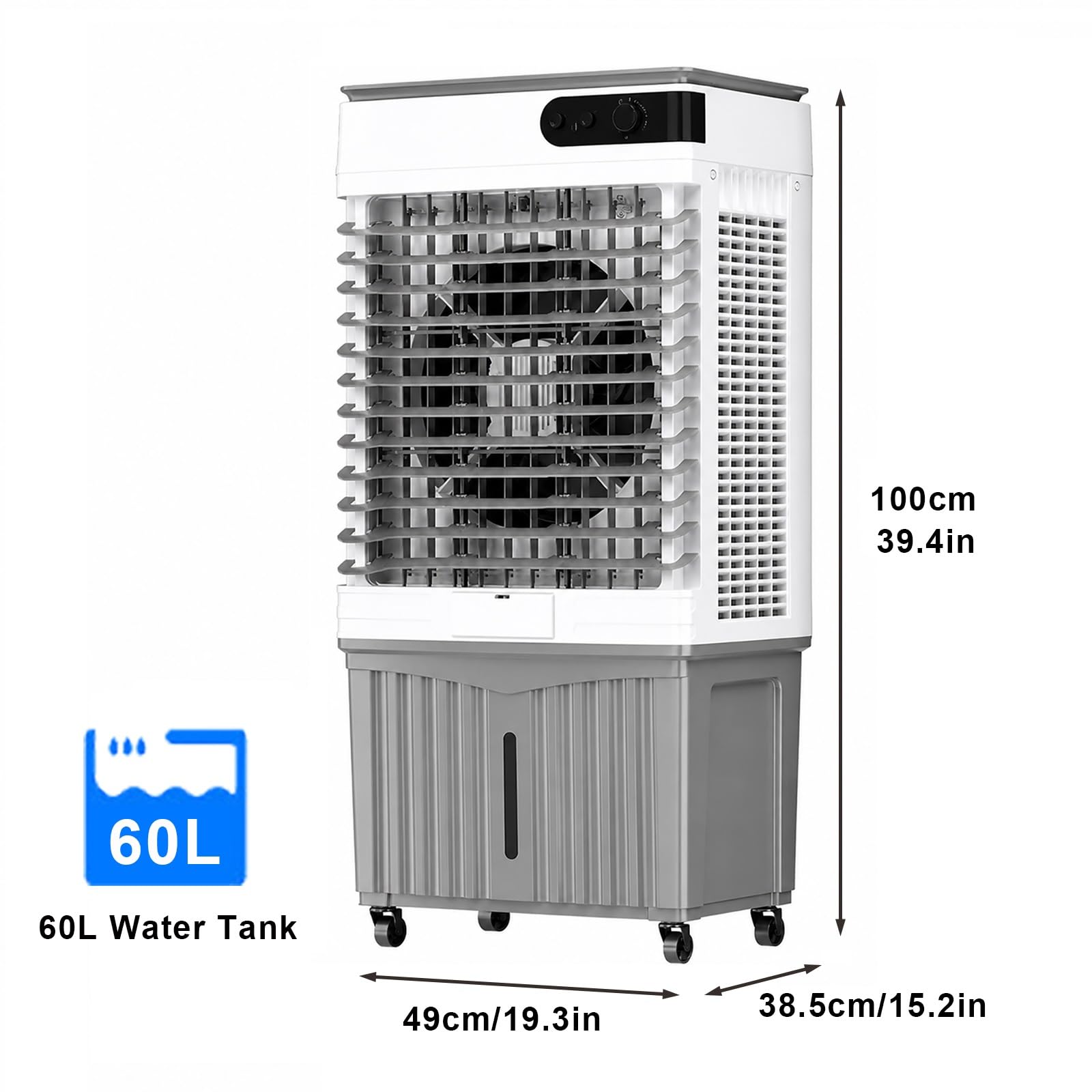 Refroidisseur d'air par évaporation Industriel, Refroidisseur de Marais Portable de 30 à 70 L avec télécommande