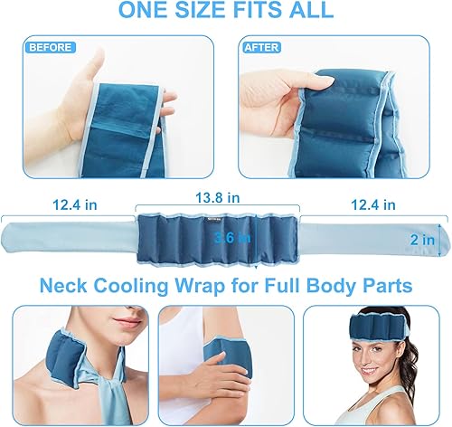 Miniatura 3 de Envoltura de hielo con 7 paquetes de hielo, soporte de enfriamiento completo para cuello y hombros, almohadilla de terapia fría reutilizable para